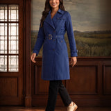 Aurelia Navy Double-breasted Long Coat