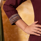 Iraaya Maroon Embroidered Kurta Set