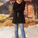 Raya Black Embroidered Ponzy Jacket for Women