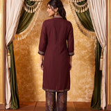 Iraaya Maroon Embroidered Kurta Set