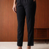 Black  Lycra Full Length Tapered Fit Pant