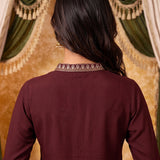 Iraaya Maroon Embroidered Kurta Set
