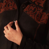 Raya Black Embroidered Ponzy Jacket for Women