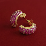 Fuchsia Rhea CZ Stud Earrings