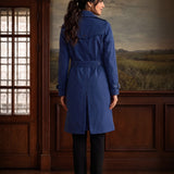 Aurelia Navy Double-breasted Long Coat