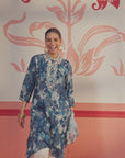 Nisar Ocean Blue Viscose Rayon Printed Tunic for Women