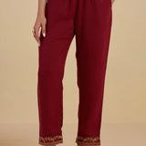 Fuchsia Kurta Set With Embroidery