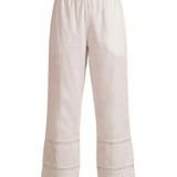 White Lycra Embroidered Straight-Fit Palazzos