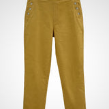 Mustard Cotton Blend Tapered Fit Capri