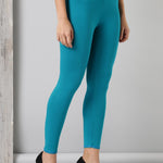 Turquoise Ankle Length Plain Legging - Lakshita