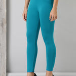 Turquoise Ankle Length Plain Legging - Lakshita