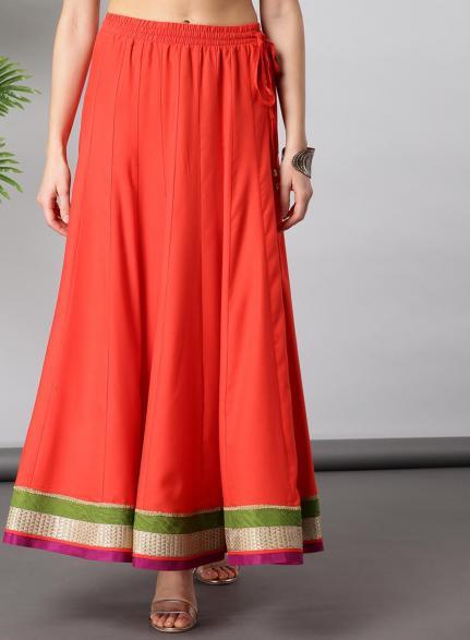 Orange Designer Skirt - Lakshita