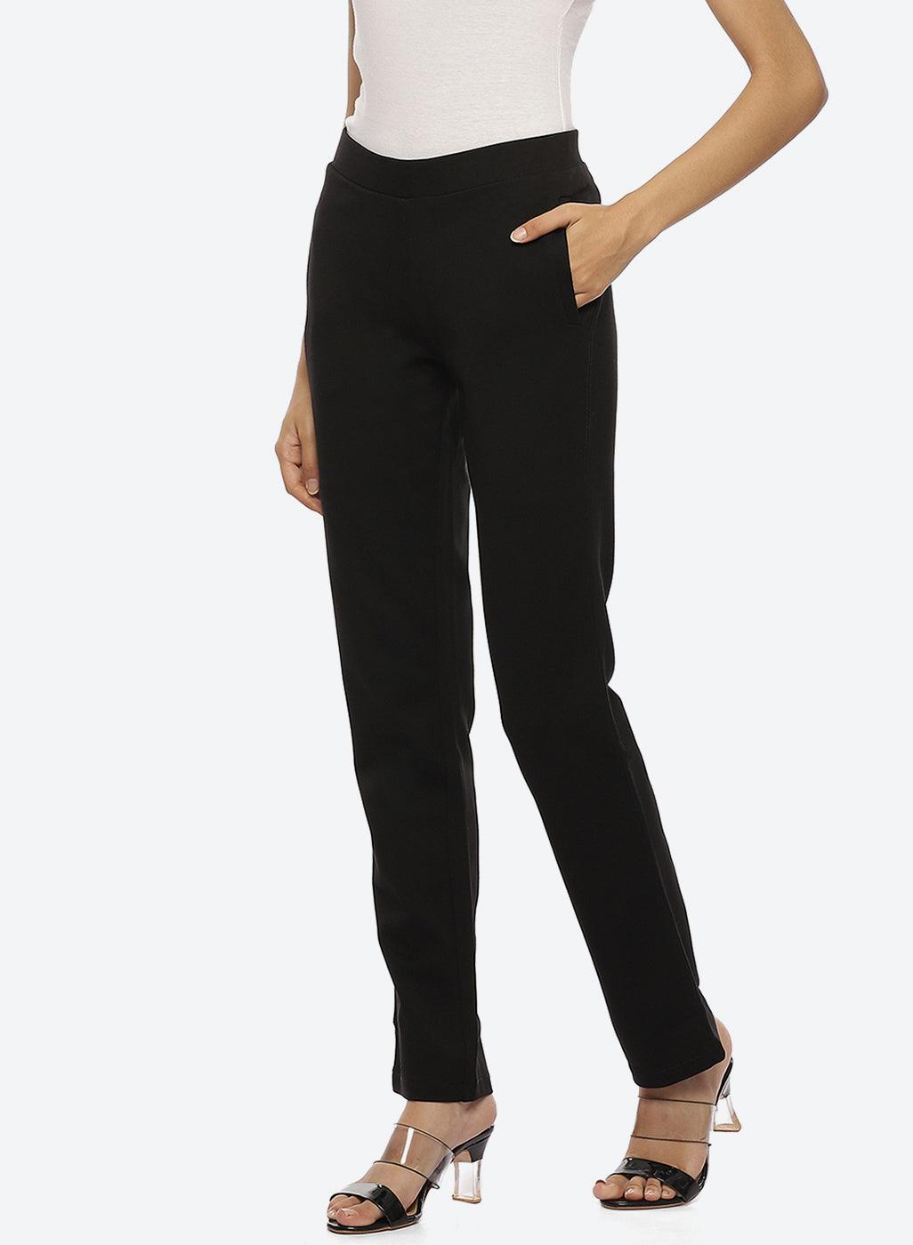 Black Regular Plain Pants - Lakshita