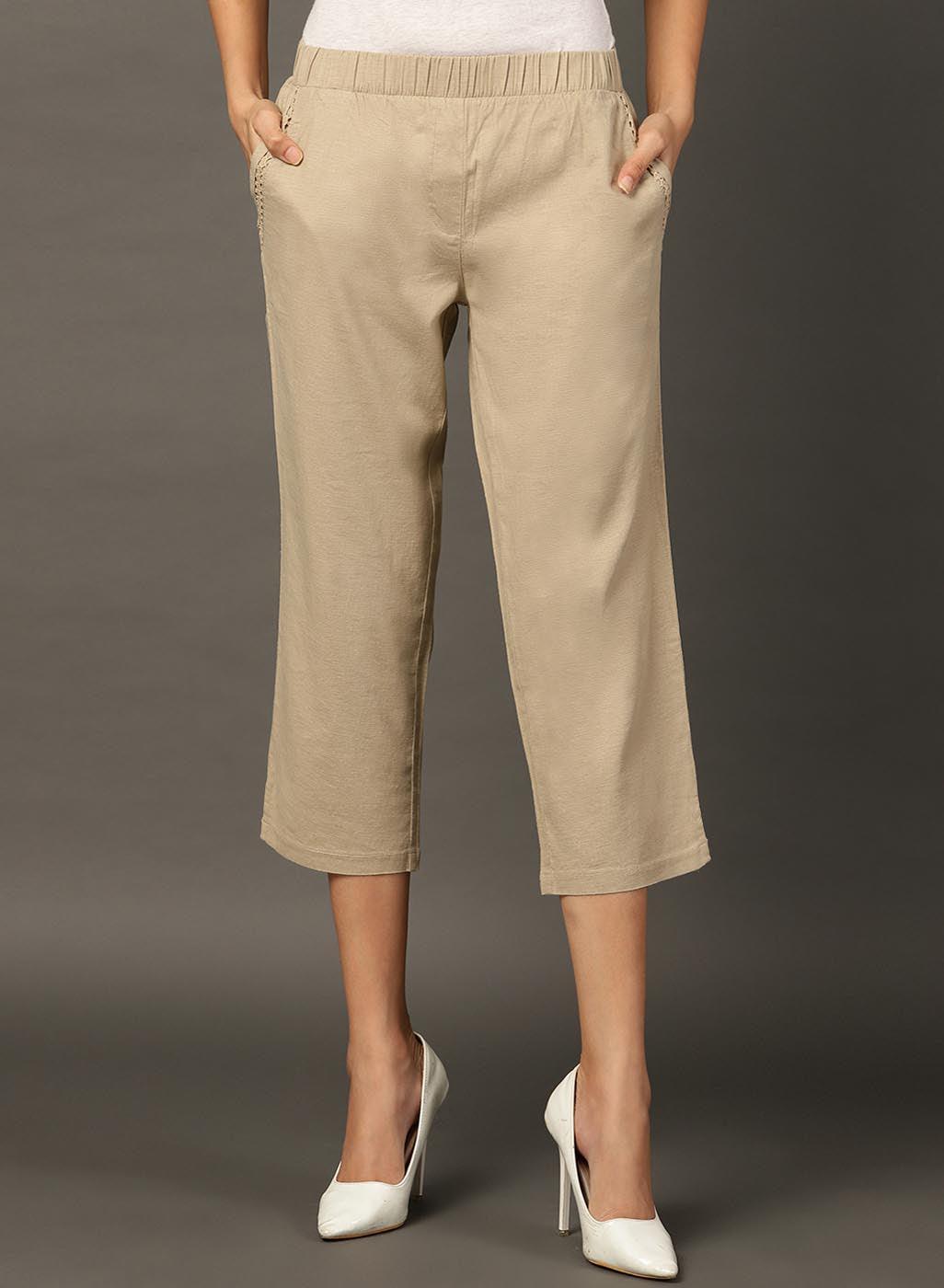 Beige Skin Capris - Lakshita