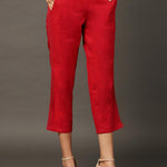 Red Regular Plain Designer Capri - Lakshita