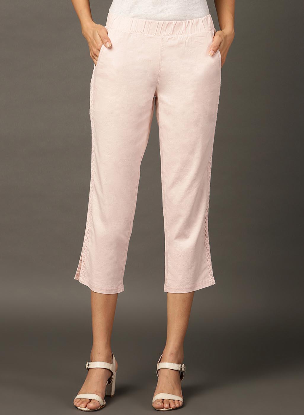 Peach Regular Plain Designer Capri - Lakshita