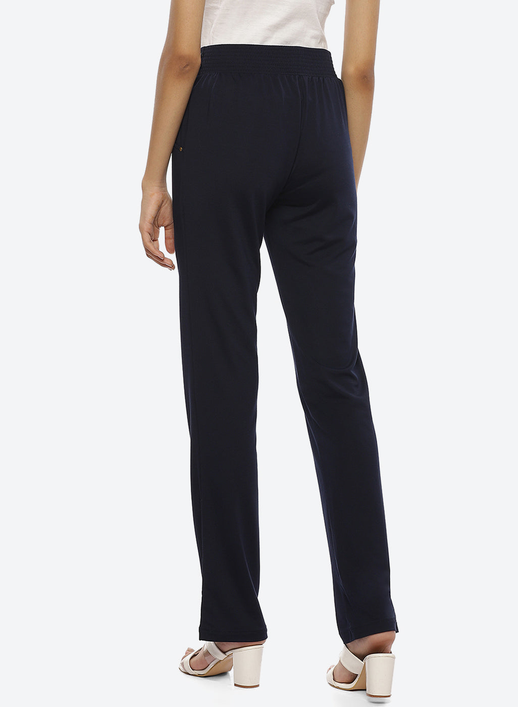 Navy Pants With Elasticated Waist