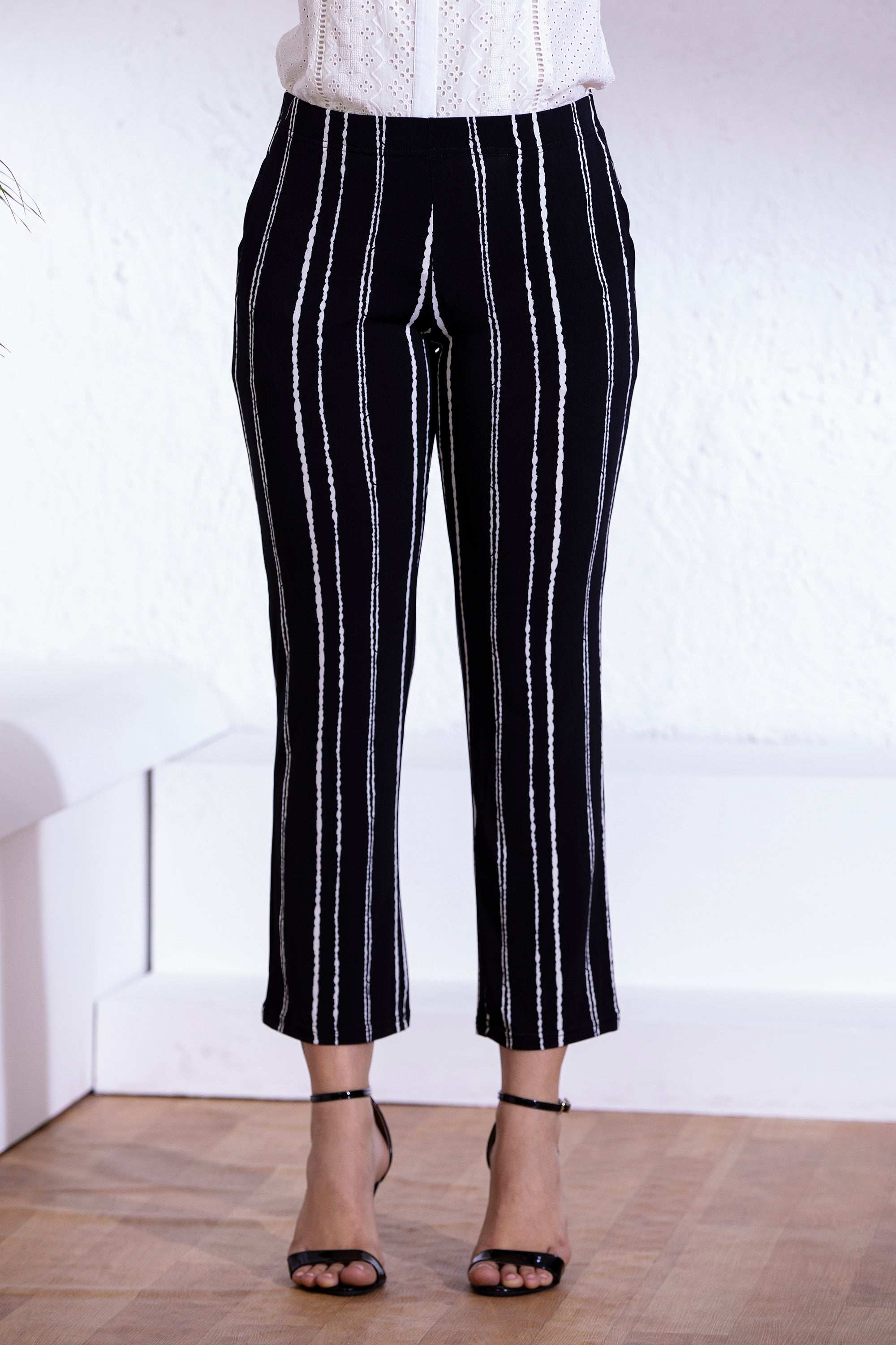 Black Straight Pant With White Stripes
