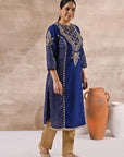 Blue Printed Kurta With Embroidery - Lakshita