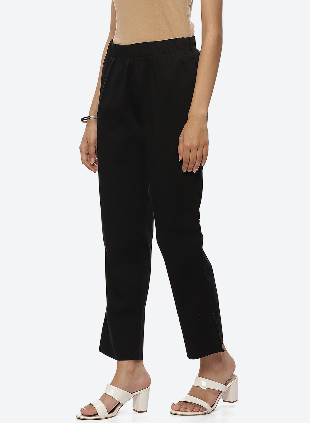 Black Trouser Pants In Solid Color
