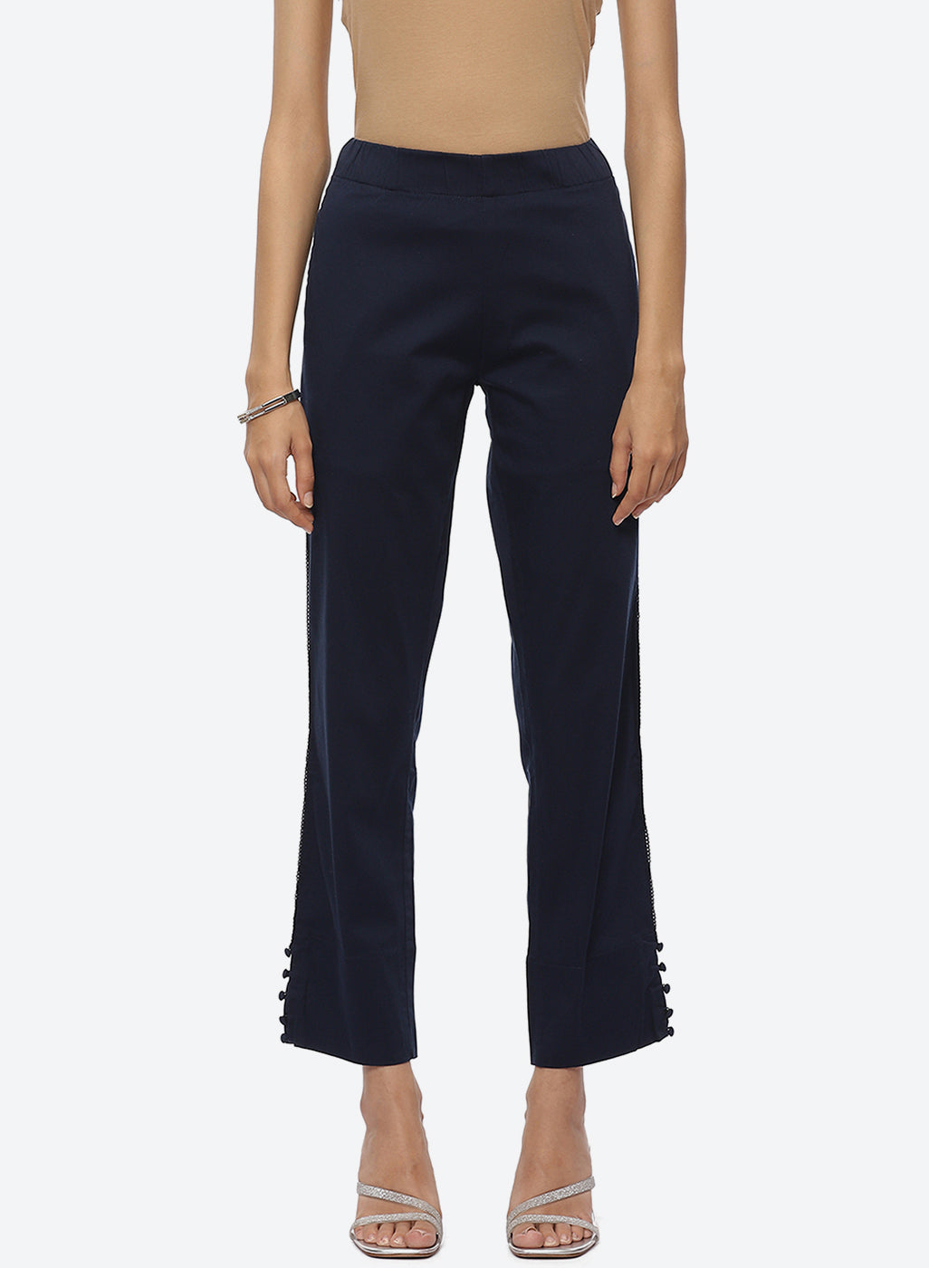 Blue Trouser Pants In Solid Color