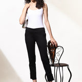 Mia Dark Black Relaxed Fit Pants for Women