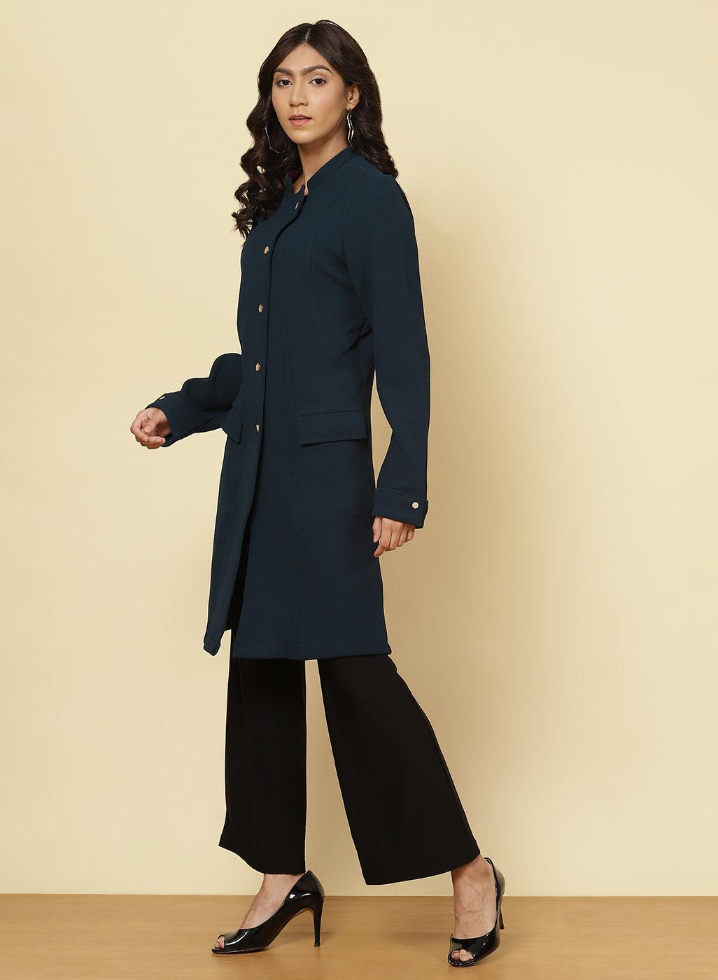 Azure Blue Fleece Coat - Lakshita