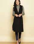 Charcoal Black Sleeveless Trench coat