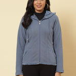 Ice Blue Fleece Zipper Jacket - Lakshita
