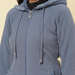 Ice Blue Fleece Zipper Jacket - Lakshita