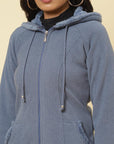 Ice Blue Fleece Zipper Jacket - Lakshita