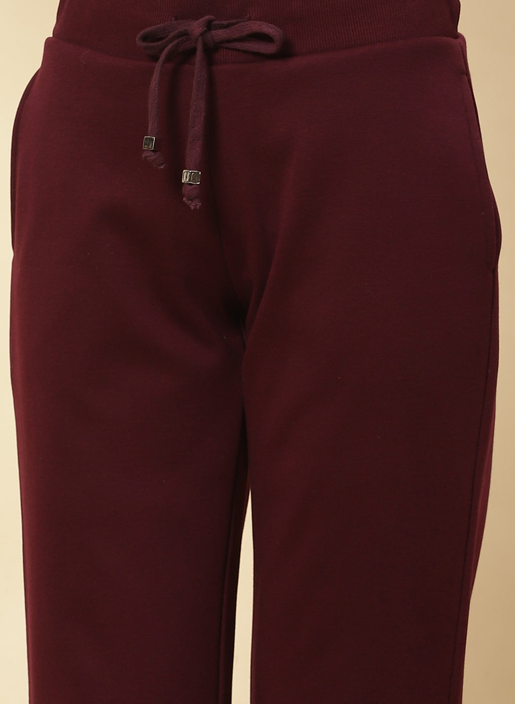 Burgundy Essential Solid Trousers