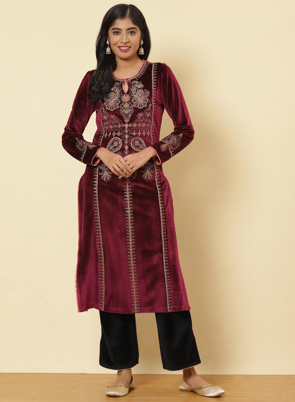 Pin by Rekha fashion on woolen kurtis | Clothes, Diy embroidery designs,  Long sleeve dress