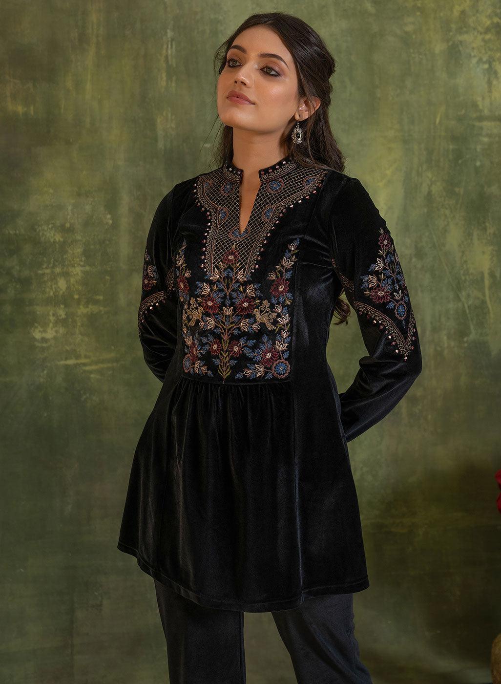 Pink V-Neck Kurti with Dori Embroidery & Sequins Work-23SLK03050-18A –  Lakshita
