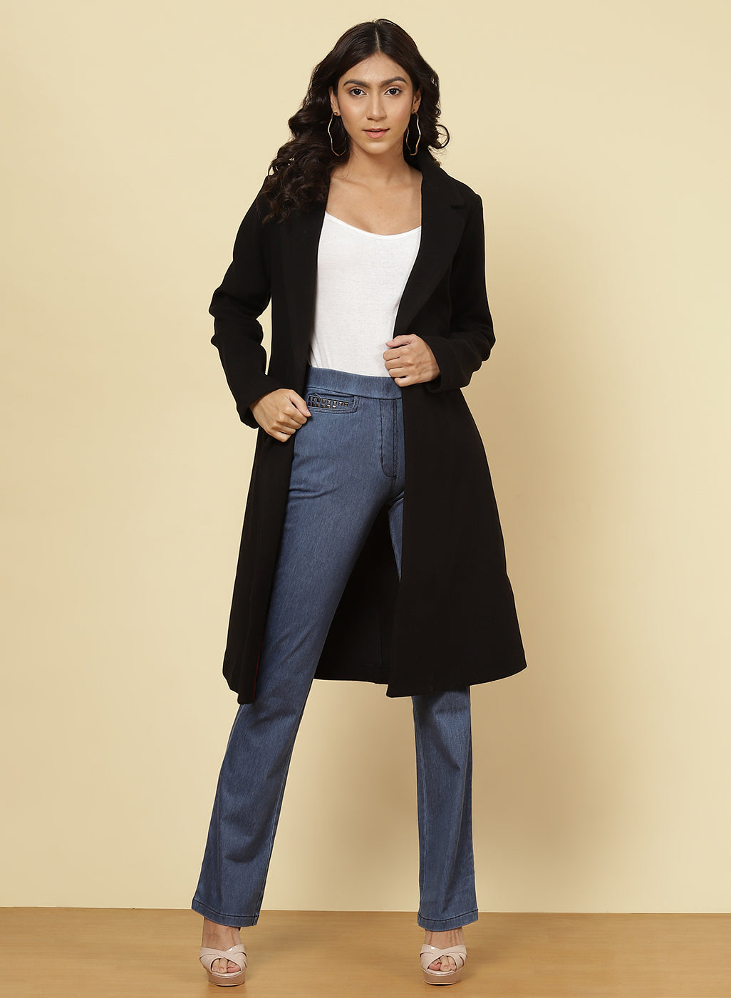 Charcoal black slim fit coat