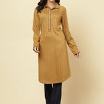Spicy Mustard Striped Kurti - Lakshita
