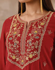 Fuchsia Kurta Set With Embroidery - Lakshita