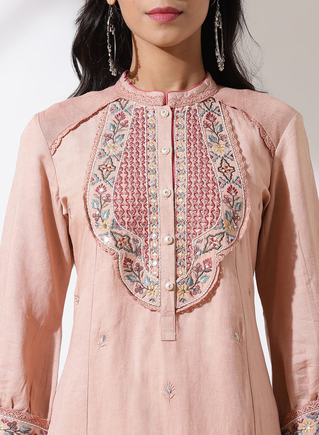 Peach Alora Collection Kurta With Delicate Embroidery