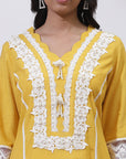 Daisy Yellow Alora Collection Kurta With Lace Detail