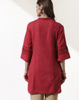 Red Kurti With Delicate Embroidery - Lakshita