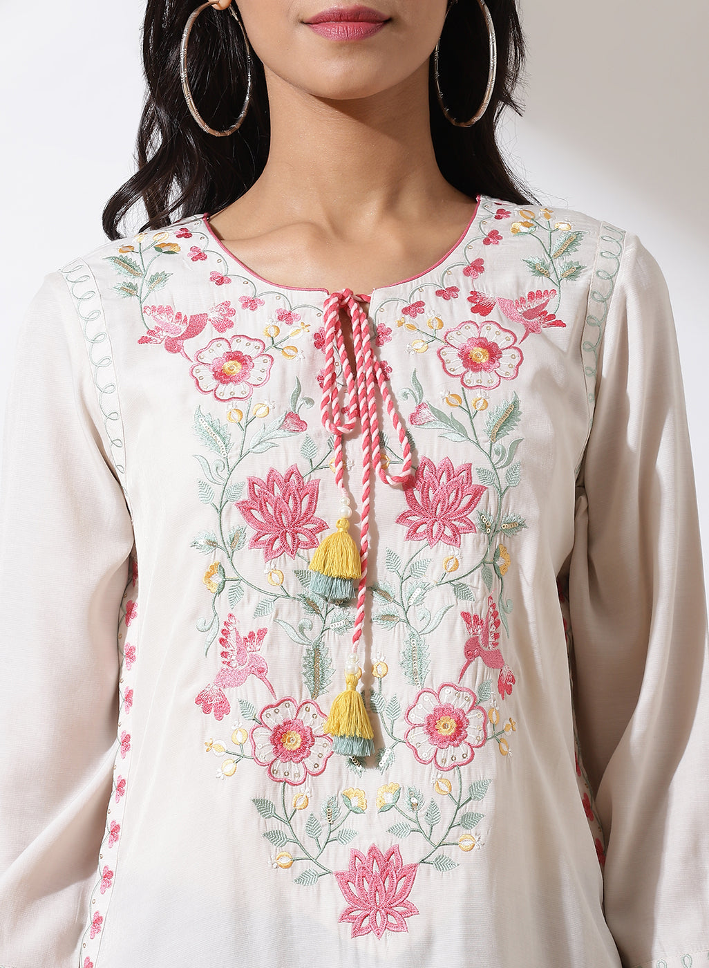 Ivory Alora Collection Tunic With Embroidery