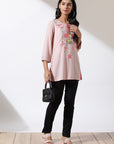 Pink Alora Collection Tunic With Embroidery