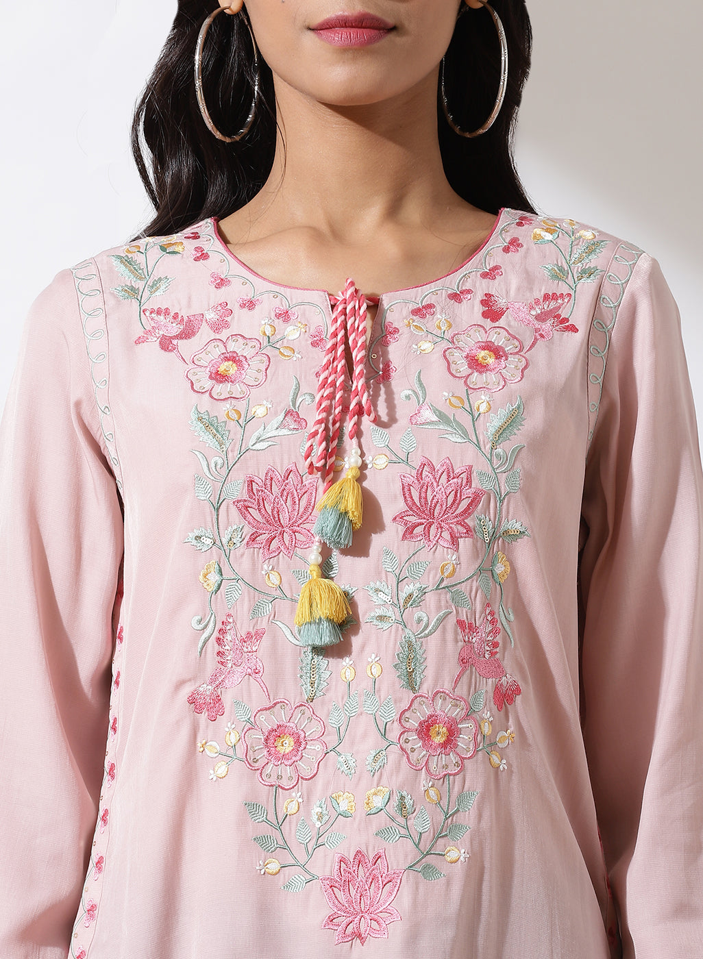 Pink Alora Collection Tunic With Embroidery