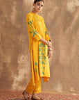 Yellow Printed Kurta Set With Pleat Details - Lakshita