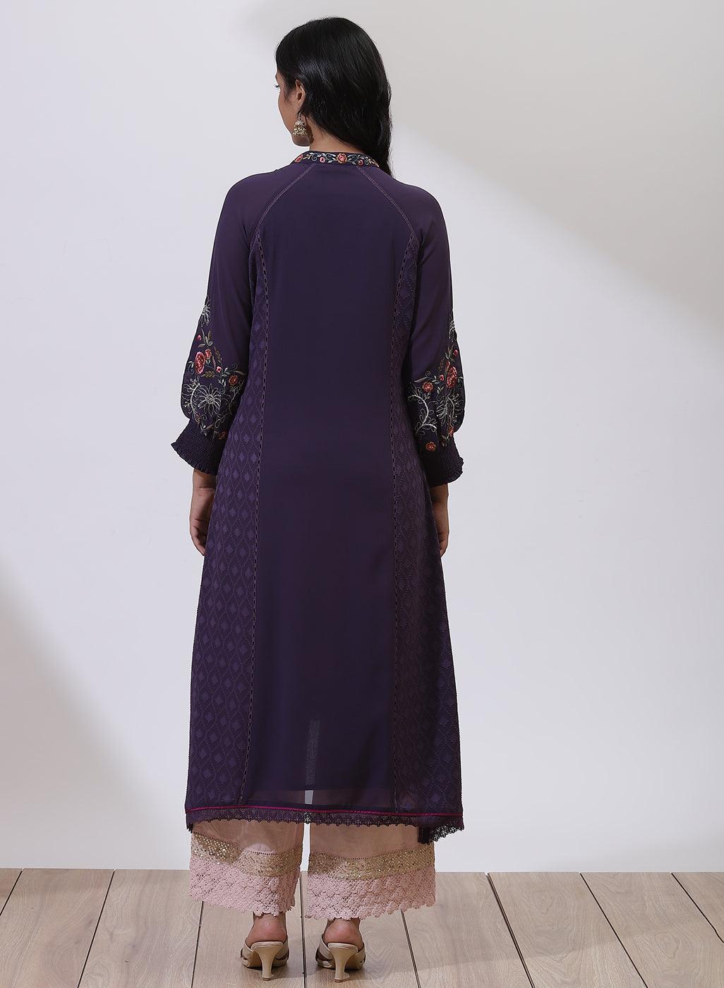 Purple Kurta With Intricate Embroidery - Lakshita