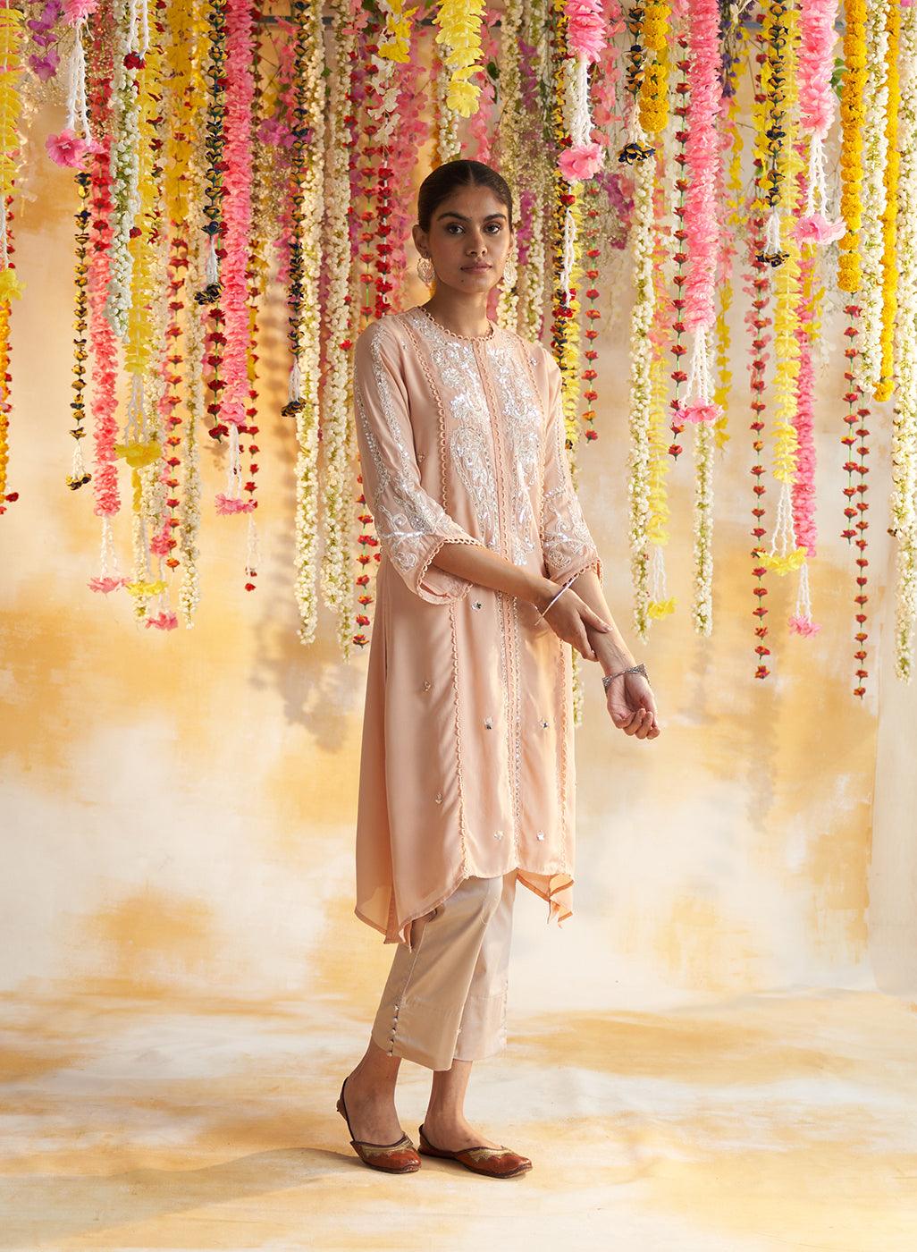 Pink Kurta With Delicate Embroidery - Lakshita