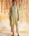 Front View of Apple Green Kurta With Delicate Embroidery