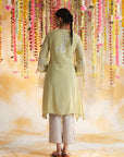 Back View of Apple Green Kurta With Delicate Embroidery