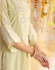 Apple Green Kurta With Delicate Embroidery With 3/4th Sleeve