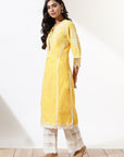 Yellow Alora Collection Kurta With Embroidery And Lace Detailing